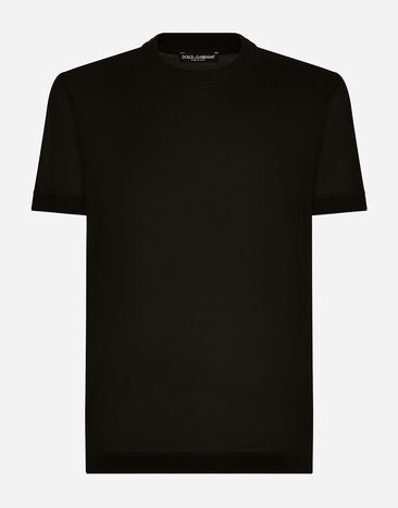 Dolce & Gabbana Short-sleeved silk T-shirt Beige GY6GMTGH145