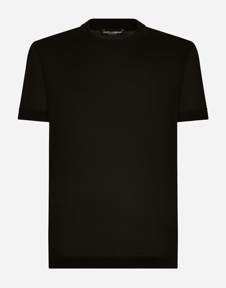 Dolce & Gabbana T-shirt manica corta in seta Nero G8RG0TFU75F