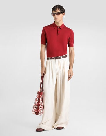 Dolce & Gabbana قميص بولو من حرير مصقول Bordeaux GXZ02ZJBSPK