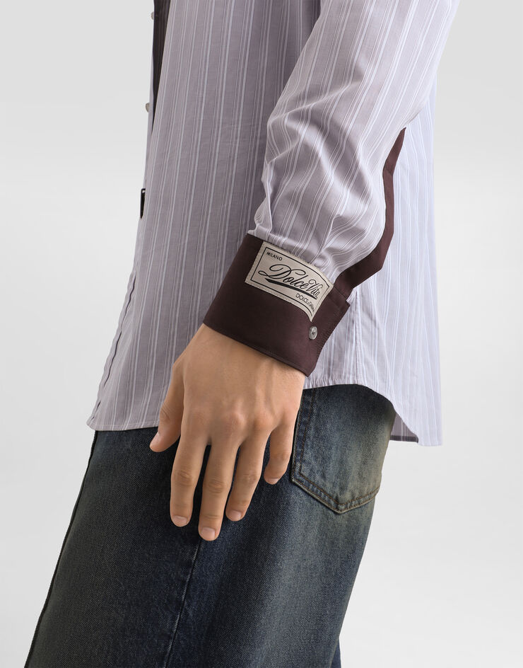 Dolce & Gabbana Striped cotton poplin gold shirt Multicolor G5OD6TFR50E