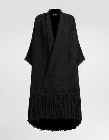 Dolce & Gabbana Bouclé cape coat Black F0Y1STFUZFA