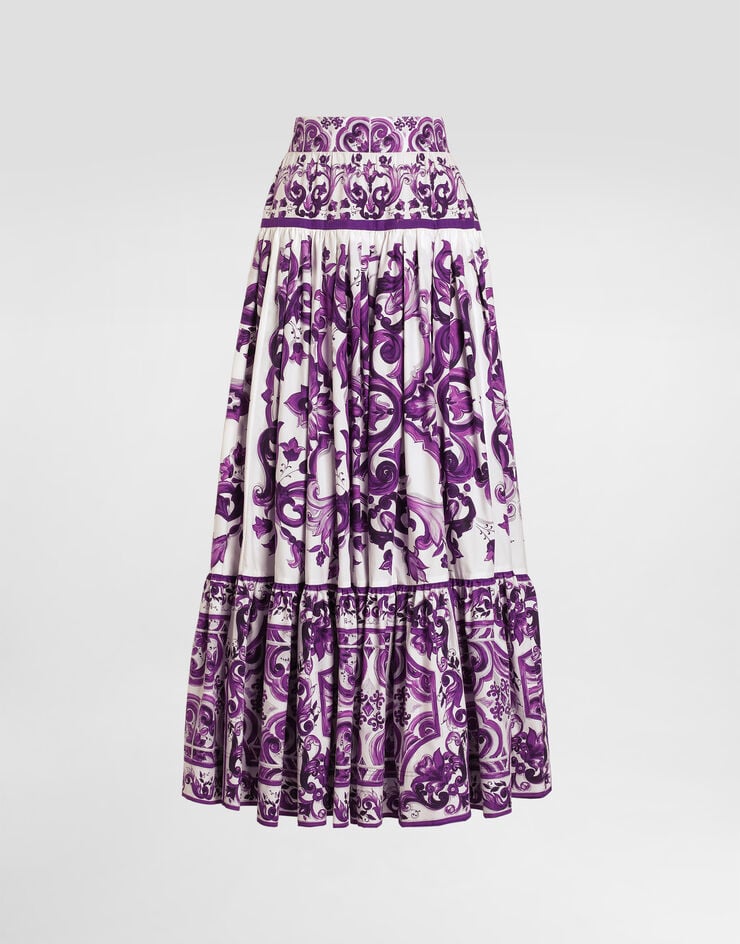 Dolce & Gabbana Majolica-print long skirt Multicolor F4CX0THH5EW