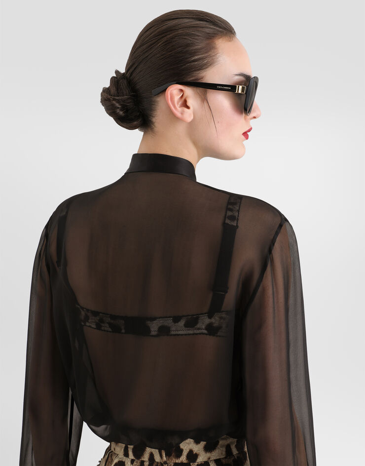 Dolce & Gabbana Silk chiffon shirt with pussy-bow Dolce & Gabbana Silk chiffon shirt with pussy-bow Black F5S81TFU1AT