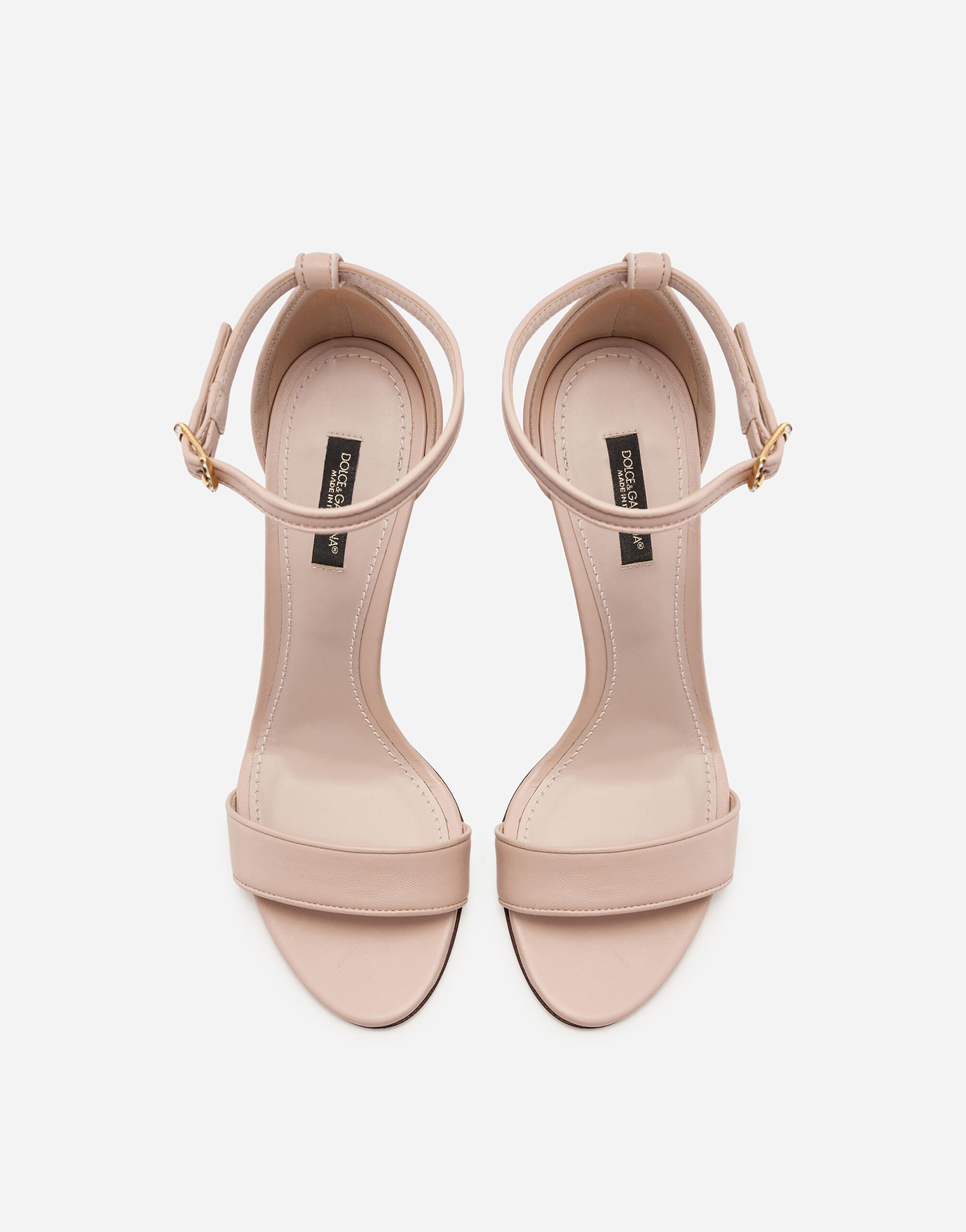 Nappa leather sandals with baroque DG heel in PALE PINK for for