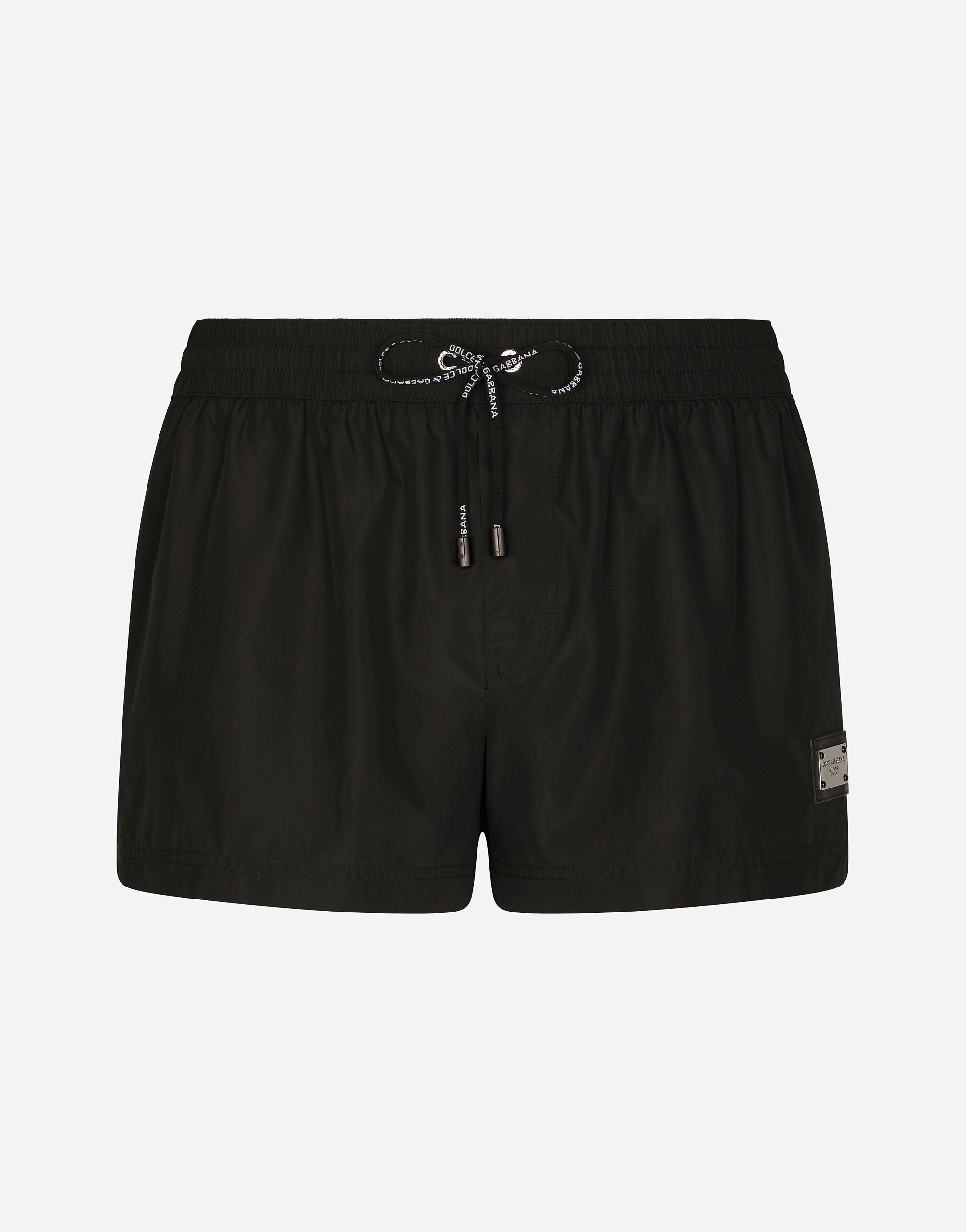 Dolce & Gabbana Short swim trunks with branded tag Black M4A76JONO05