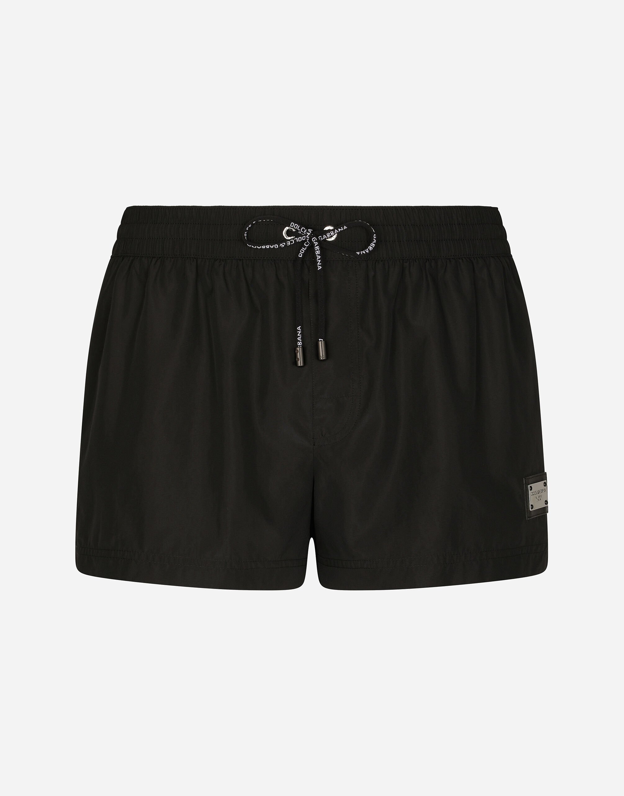 Dolce & Gabbana Kurze Badeshorts mit Logoplakette Blau M4E45TONO06