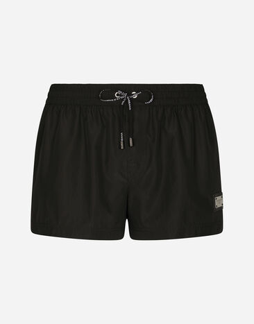 Dolce & Gabbana Short swim trunks with branded tag Blue M4E45TONO06