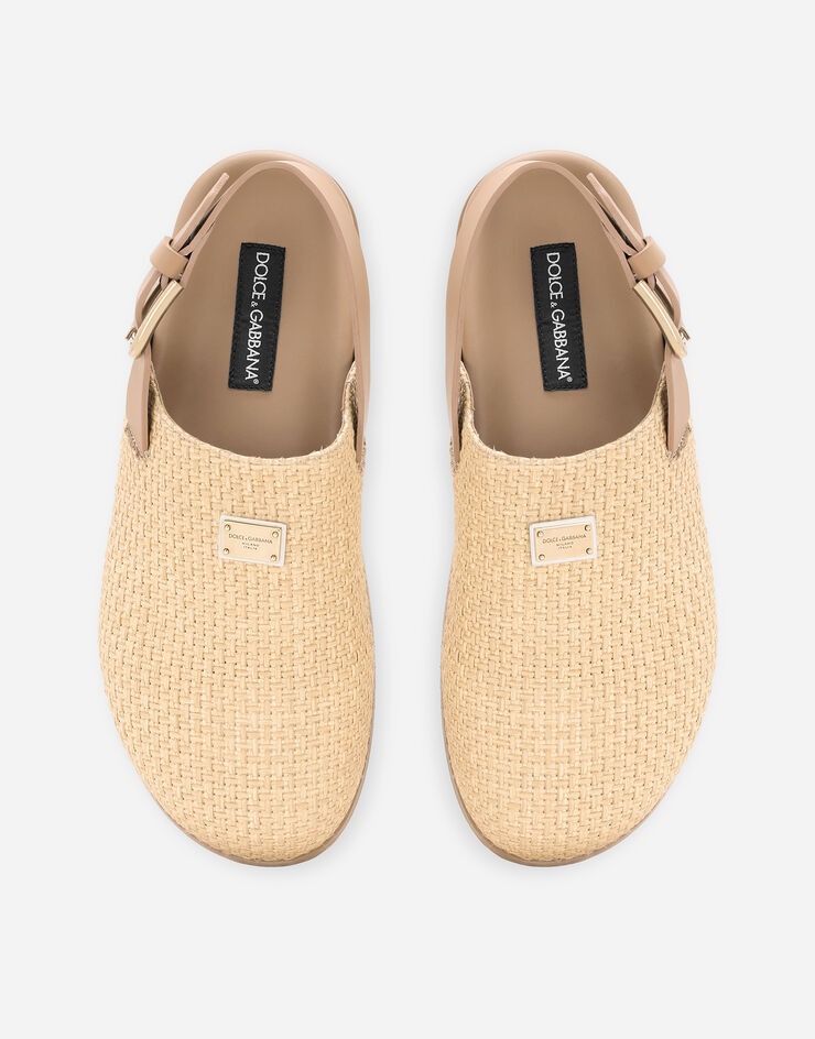 Dolce & Gabbana Raffia mules with branded tag Beige A80465AV859