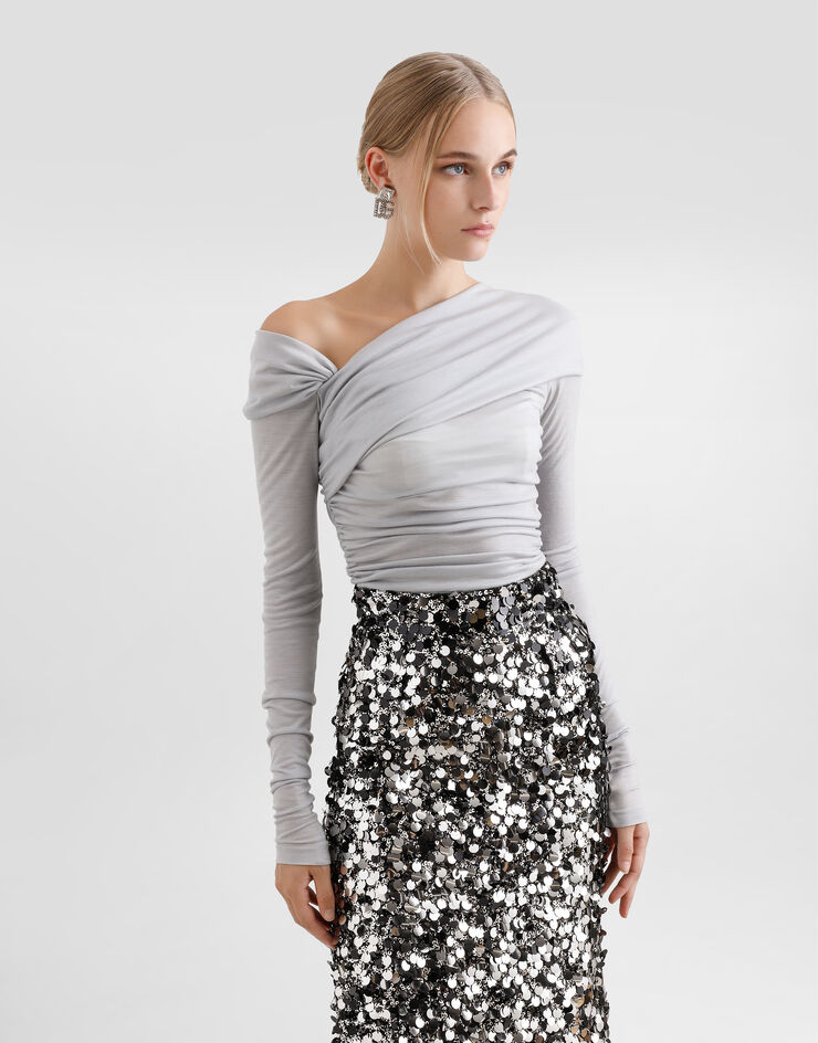 Dolce & Gabbana Top drapeado escote asimétrico Gris F7AM3THU7RC
