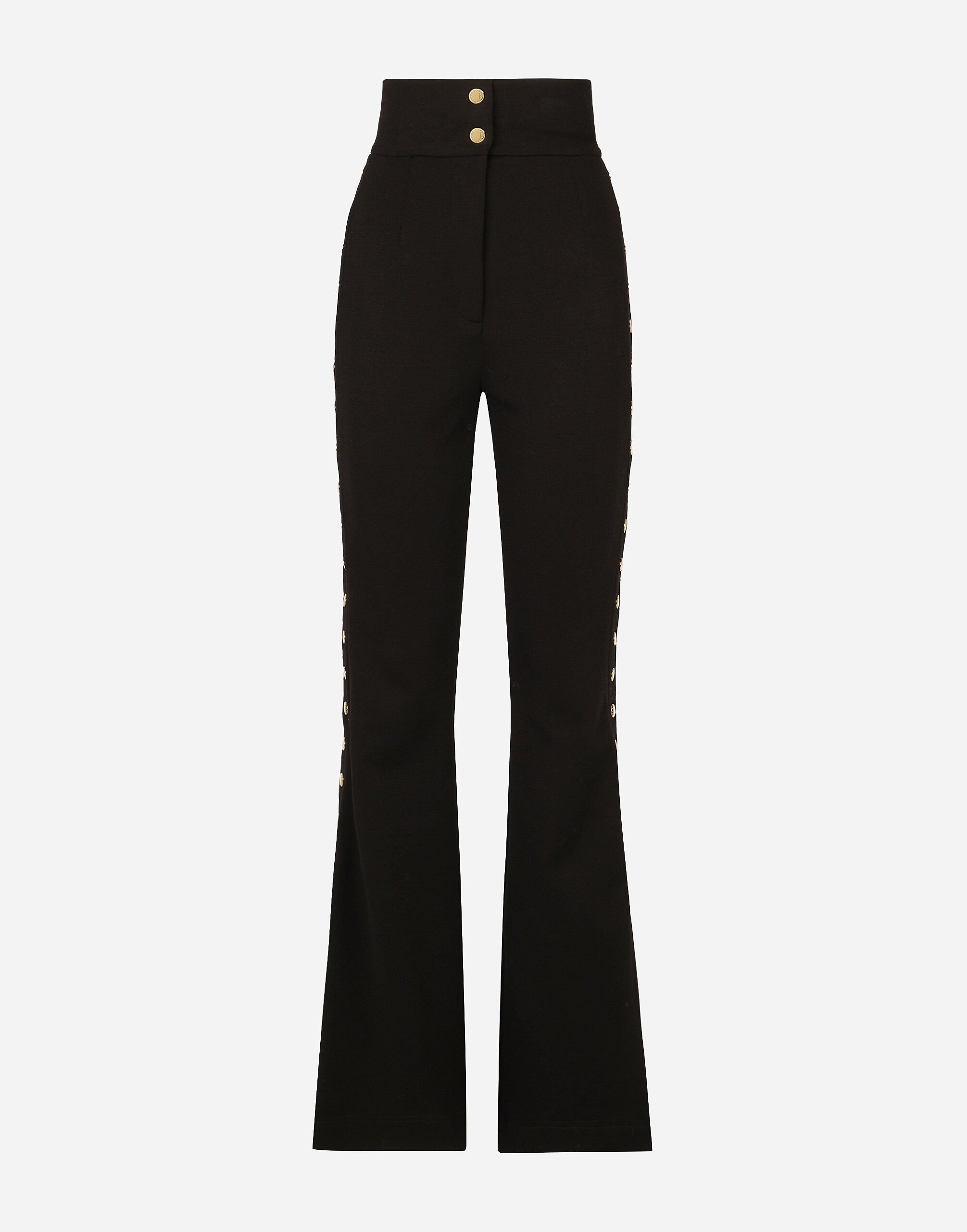 Dolce & Gabbana Full Milano pants with buttons down the side Black F759LTFLRC2