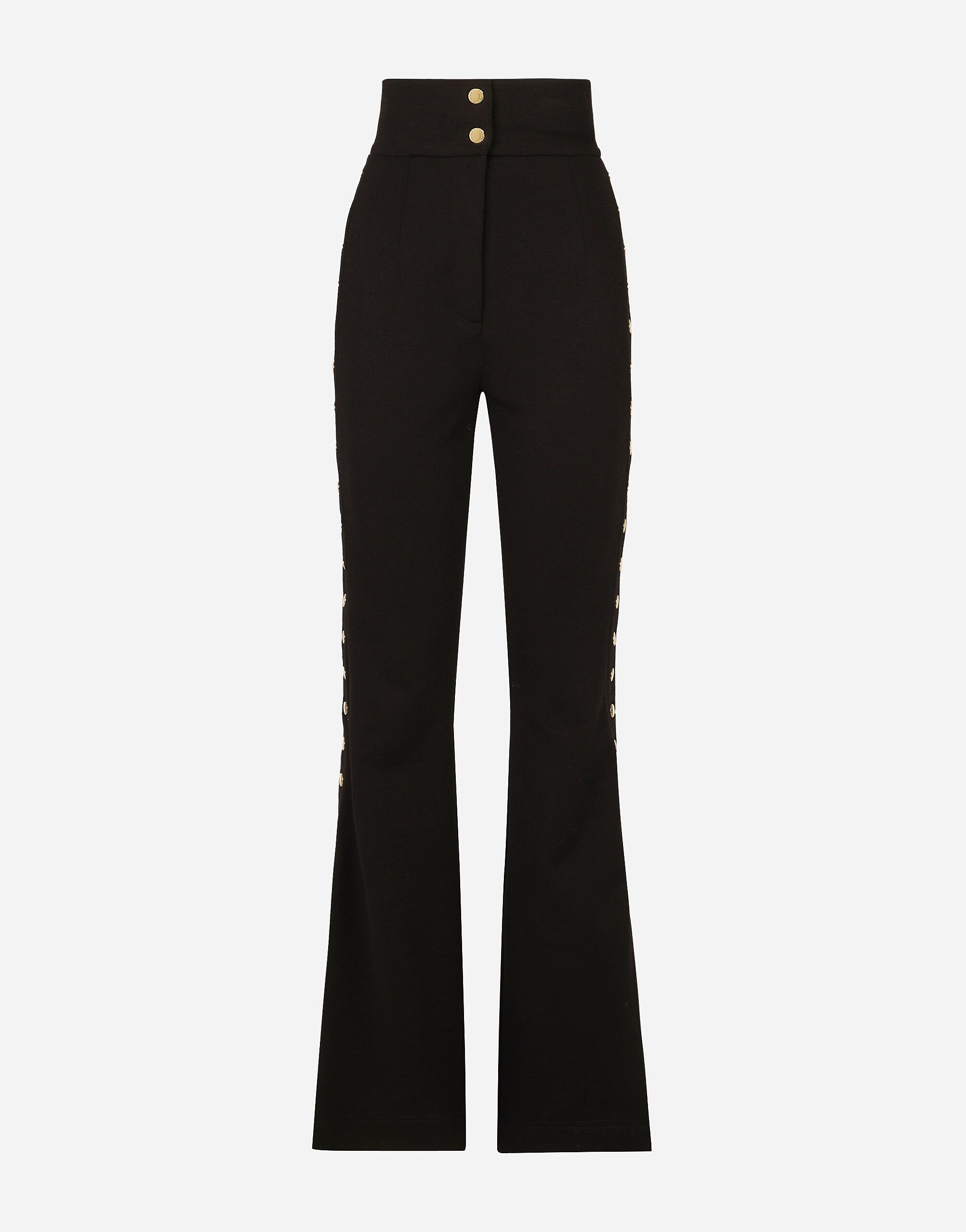 Pantalon de punto roma con botones en el lateral en Negro de Mujer Dolce Gabbana