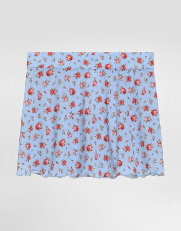 Dolce & Gabbana Falda corta con estampado de pequeñas rosas Multicolor L5J866ON0D8