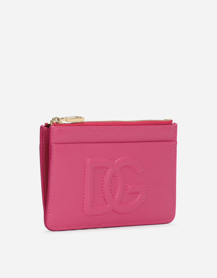 Dolce & Gabbana Porte-cartes Logo DG moyen format en cuir de veau Lilas BI1261AG081