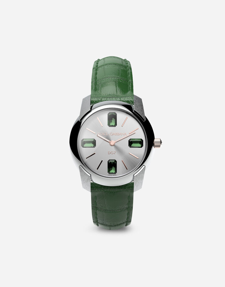 Dolce & Gabbana Orologio con cinturino in alligatore Verde Scuro WWRE2SXSDUA