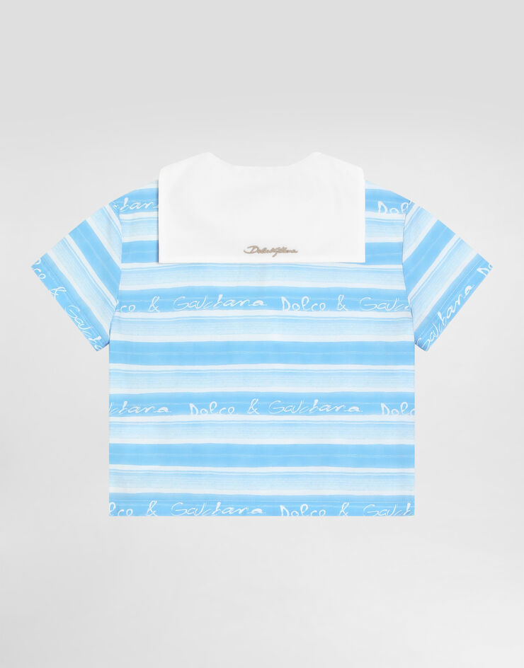 Dolce & Gabbana Camisa de popelina con estampado a rayas Blue L14S28HS5SS