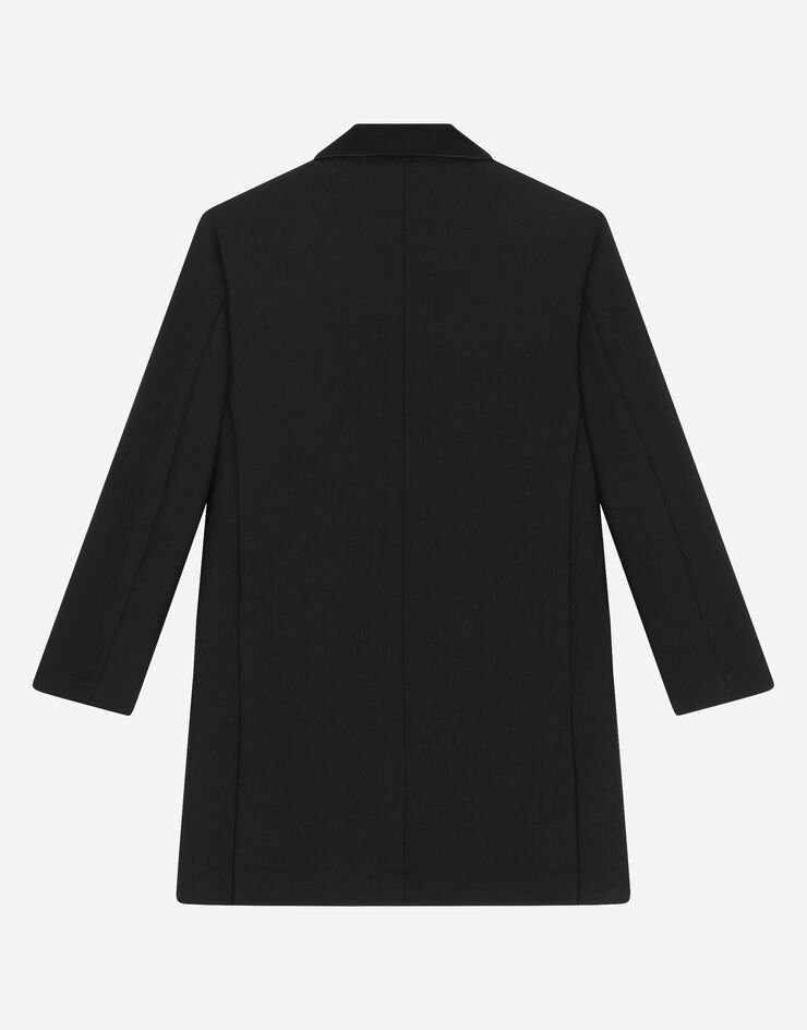 Dolce&Gabbana Abrigo de botonadura doble de neopreno con aplicaciones de raso duquesa Negro L54C45G7K5C