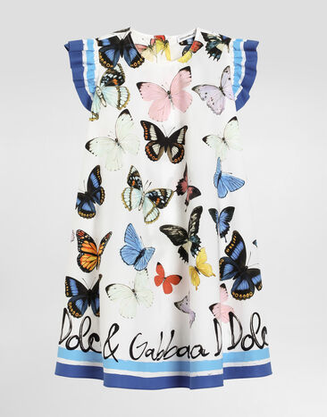 Dolce & Gabbana Poplin dress with butterfly print Print L53DW2FI5KS