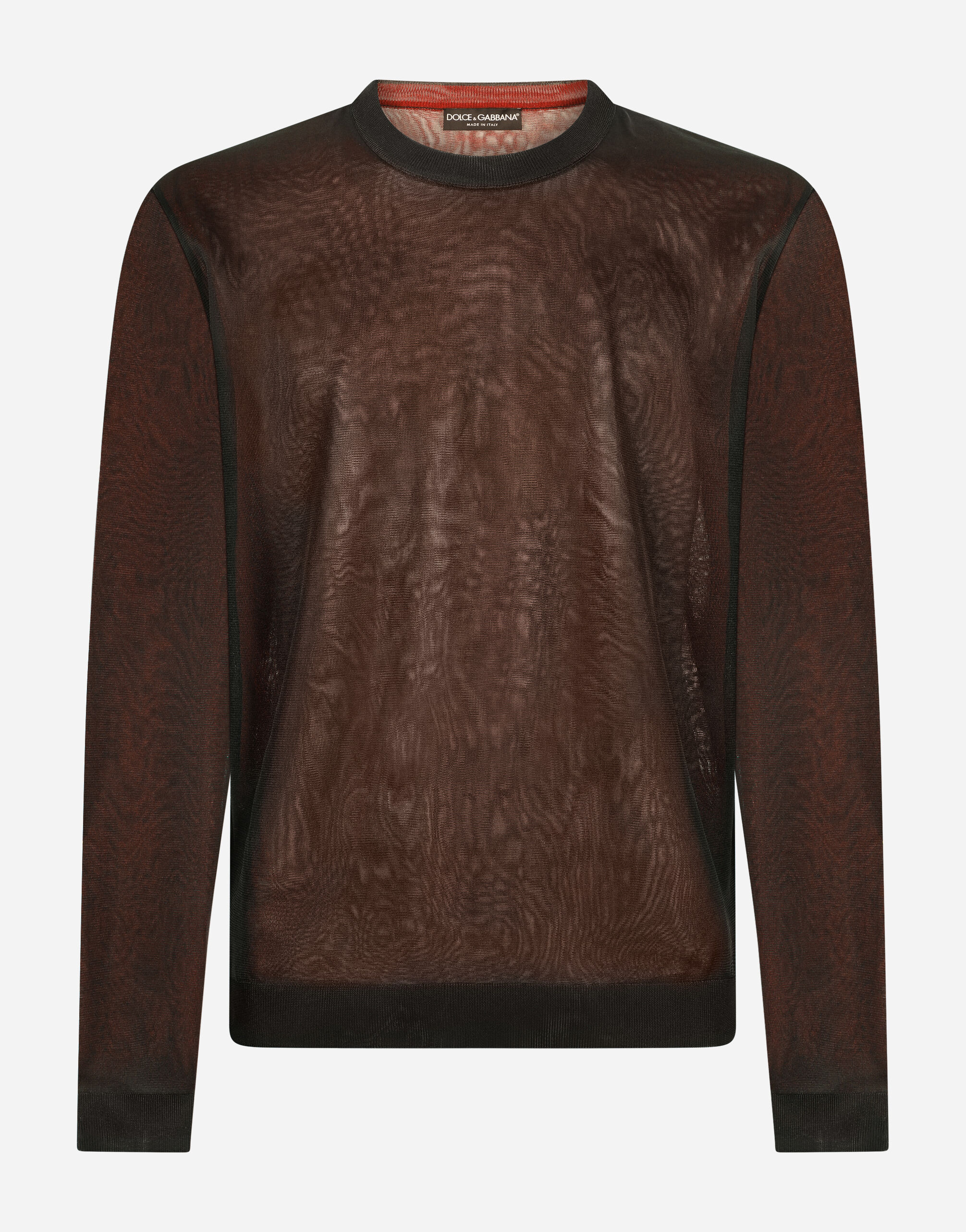 Round neck technical yarn sweater in Multicolor for Men Dolce Gabbana