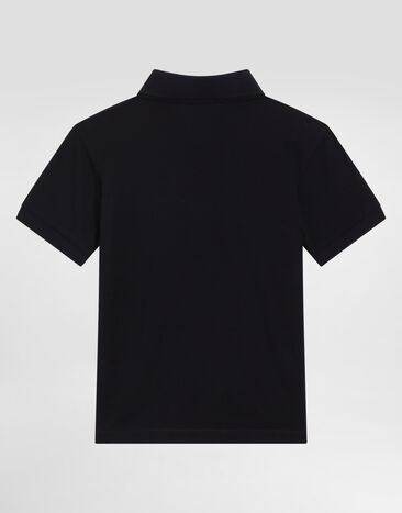DolceGabbanaSpa Piqué polo shirt with logo plaque Blue L4JTCXG7JS1