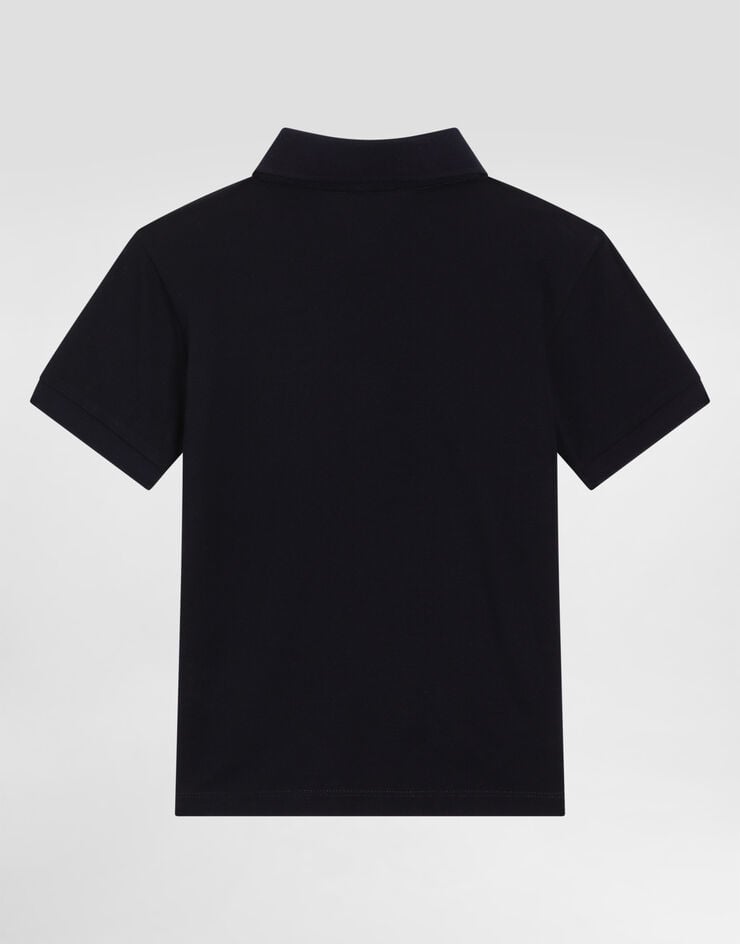 DolceGabbanaSpa Piqué polo-shirt with logo tag Blue L4JTCXG7JS1