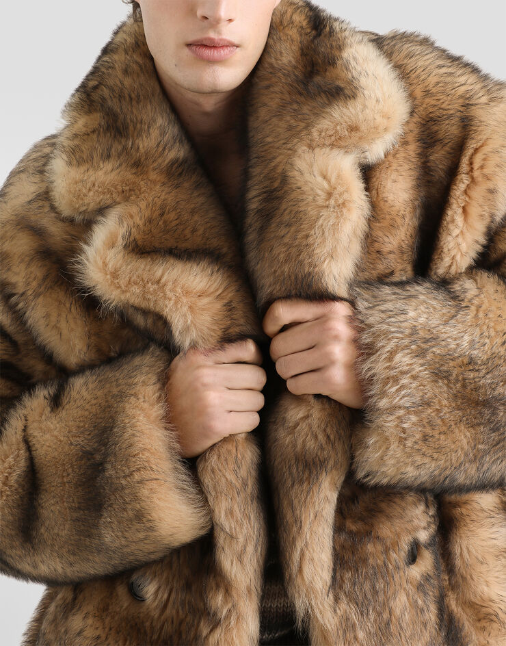 Dolce & Gabbana Double-breasted shearling coat Multicolor G055HLHUPBT