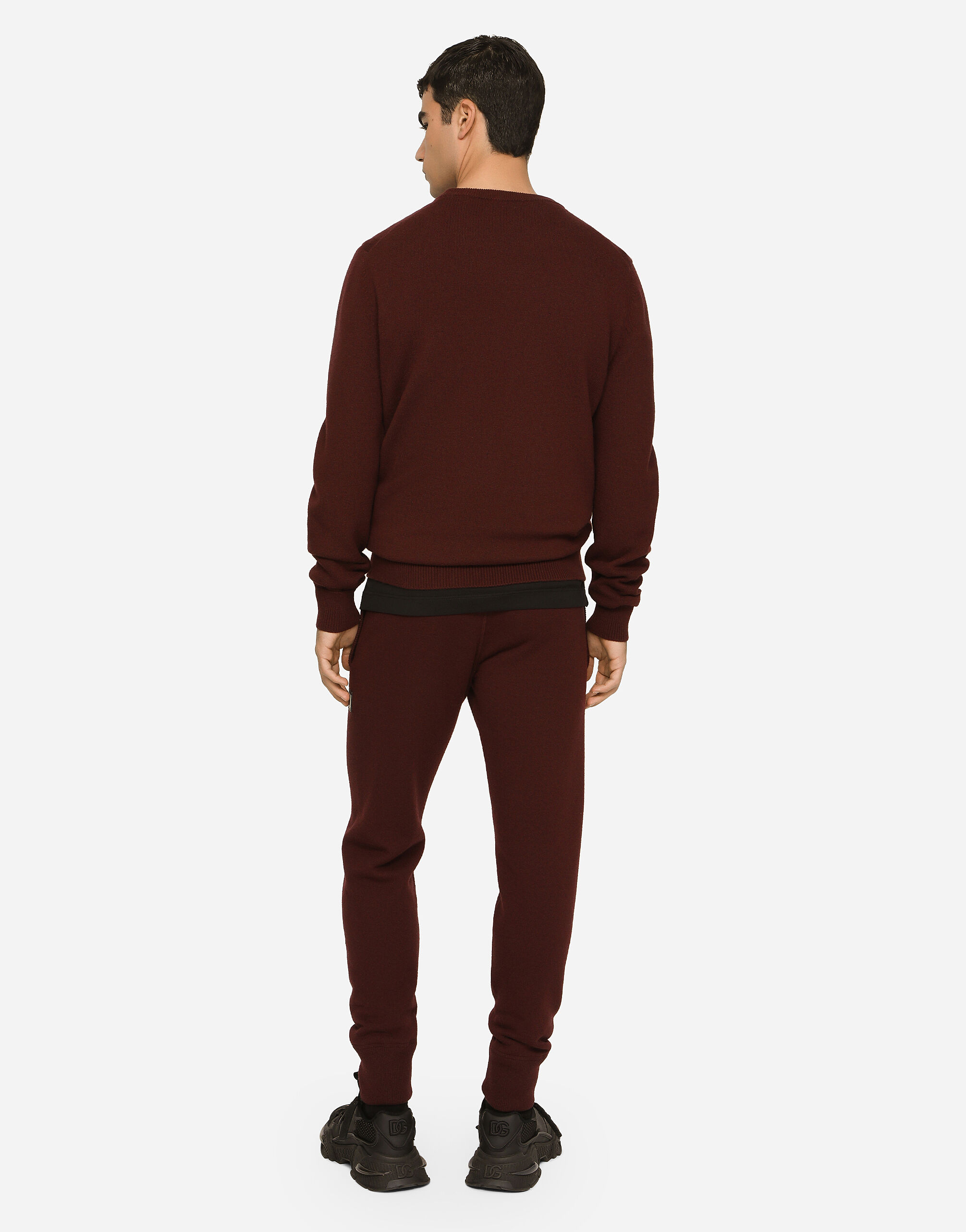 Wool and cashmere round-neck sweater in Bordeaux for Men