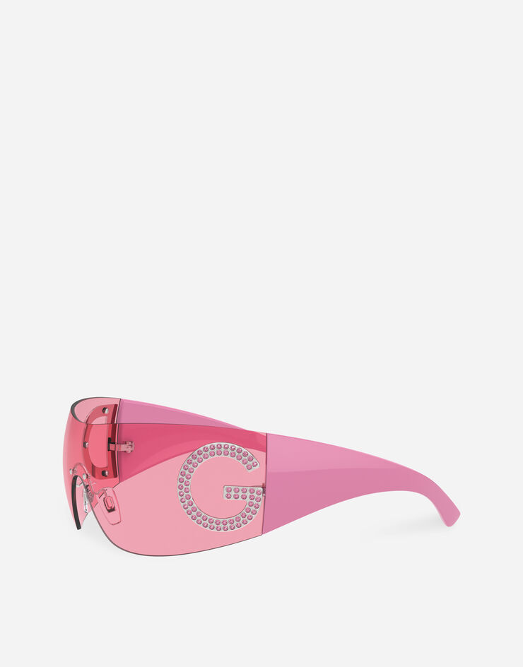 Dolce & Gabbana نظارة شمسية Re-Edition وردي مع ستراس وردي VG2298VM584