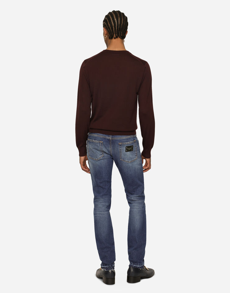 Dolce & Gabbana Pull ras de cou en cachemire extrafin Bordeaux GX412TJAWLA