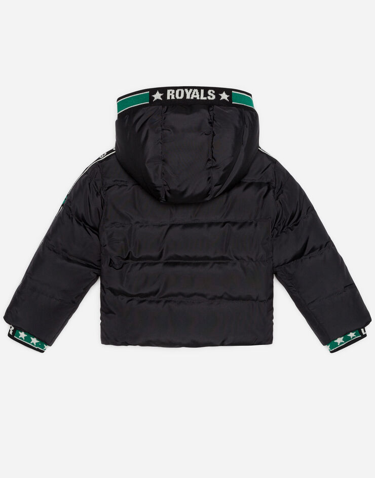 Dolce & Gabbana SHORT NYLON DOWN JACKET WITH DG LOGO PRINT LINING SCHWARZ L4JB0LG7TXF
