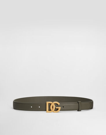Dolce & Gabbana Calfskin belt with DG logo Green BE1447AK274