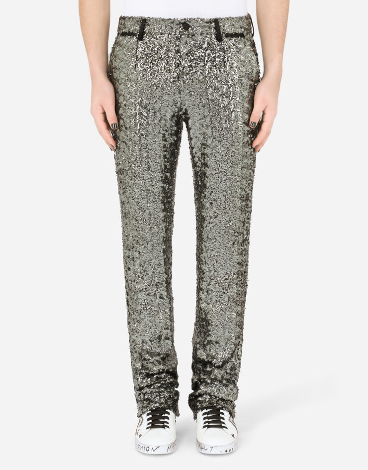 Dolce & Gabbana Tailored sequined pants Grey GY7BMTFLSDL
