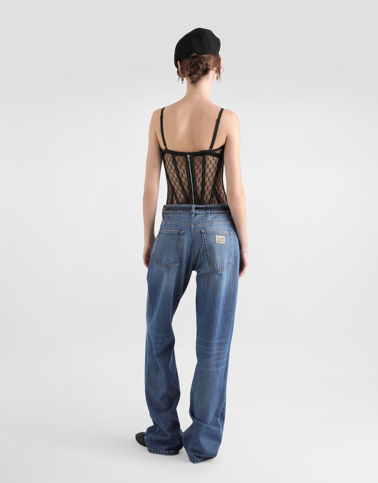 Dolce & Gabbana Mesh tulle corset Black F7AG8TFLSK8