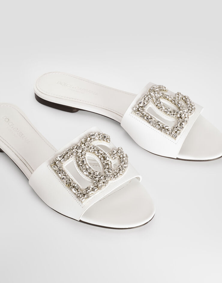 Dolce & Gabbana Flat slides in calfskin with embroidery Multicolor CQ0697A0407