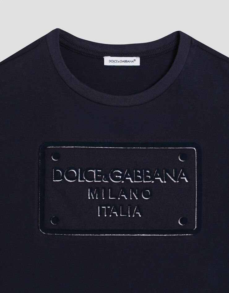 Dolce & Gabbana Jersey T-shirt with logo tag Blue L4JTHVG7ONN