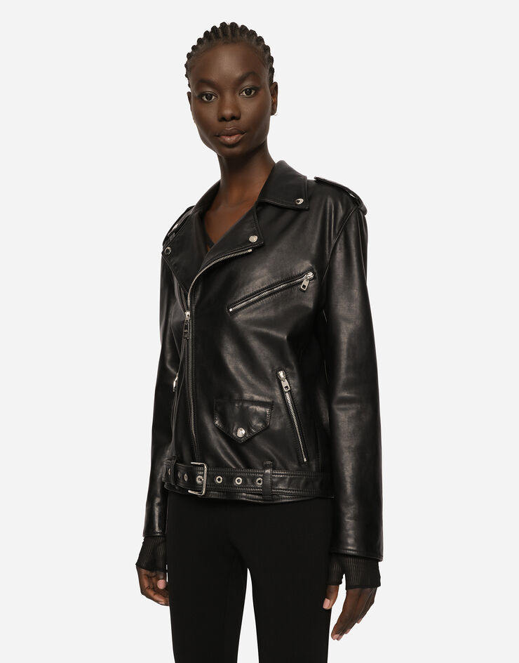 Dolce & Gabbana Leather biker jacket Black F9P52LHULRK