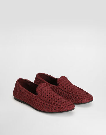 Dolce & Gabbana حذاء منزلي من قماش مضفر Red A50774A0677