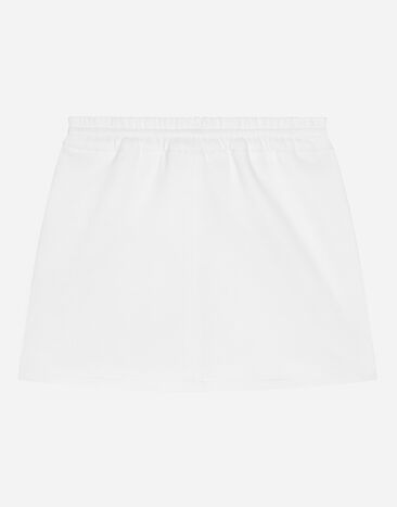 Dolce & Gabbana Short jersey skirt with DG logo Blanco L5JIA2G7L4J