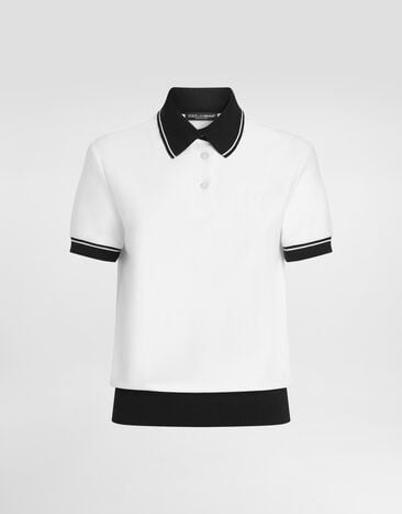 Dolce & Gabbana Polo en piqué avec broderie Blanc F8V33ZGDDMH