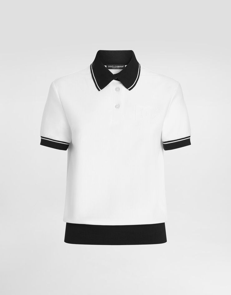 Dolce & Gabbana Polo en piqué avec broderie Blanc F8V33ZGDDMH