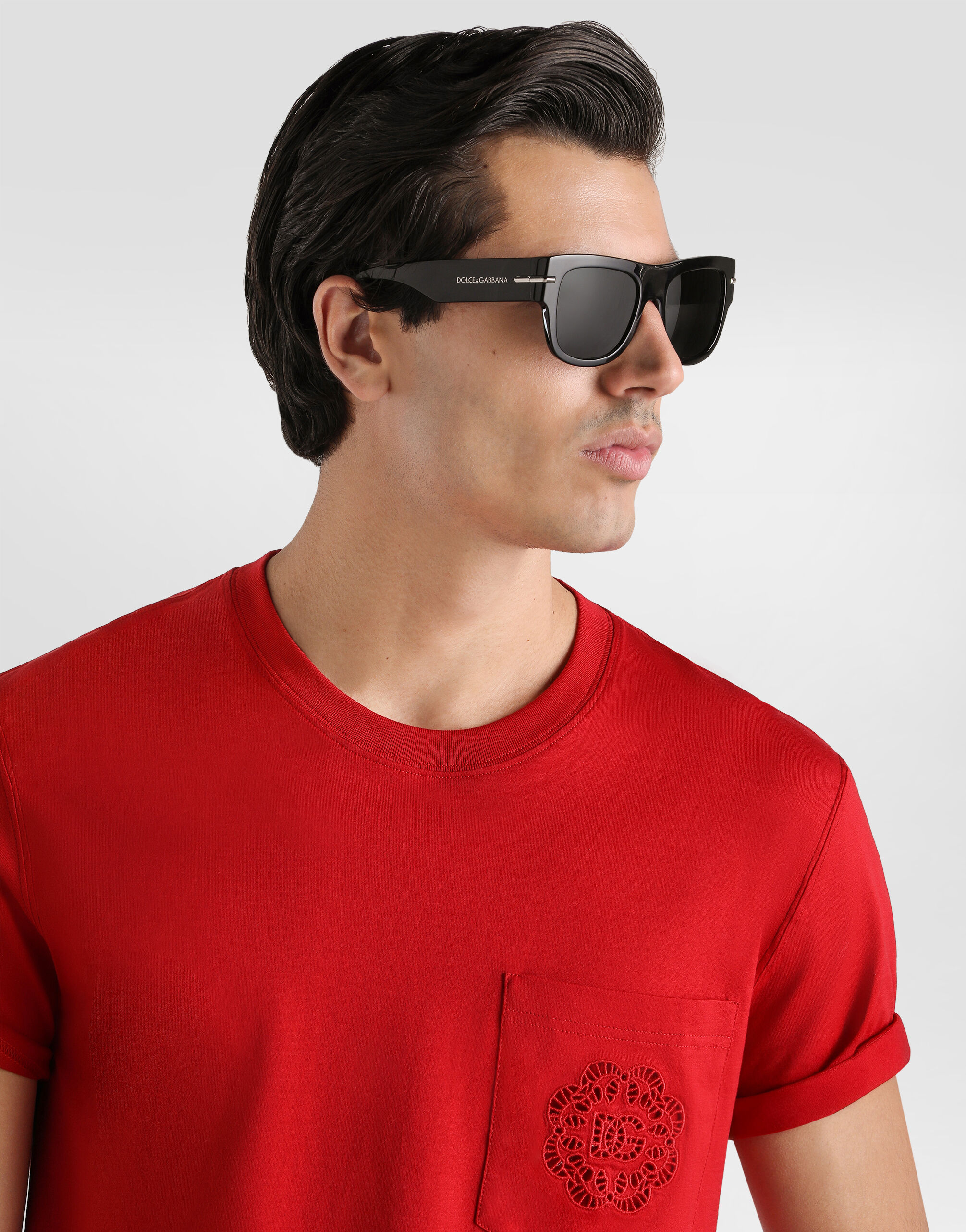 レッドのメンズ ロゴ エンブロイダリー コットン Tシャツ | Dolce&Gabbana®