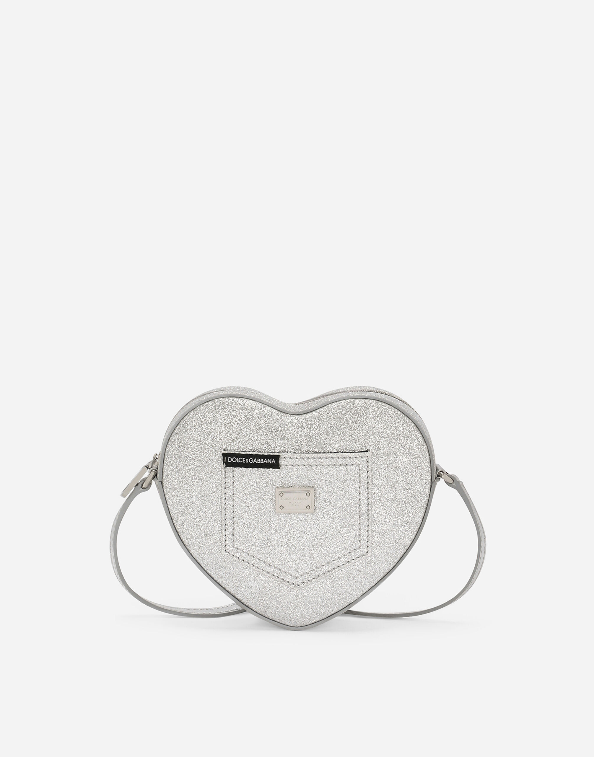 Glittery fabric DG Girlie Heart bag in Silver for Girls Dolce Gabbana