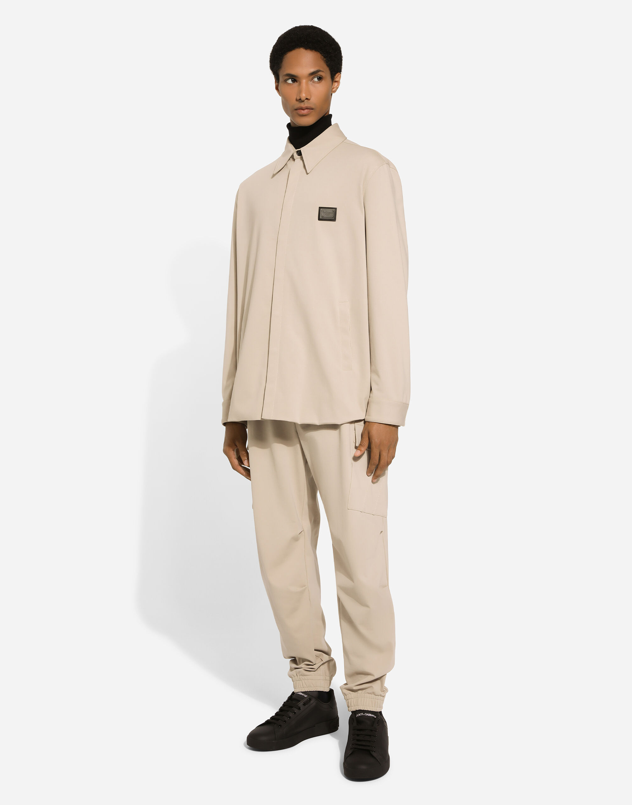 Technical fabric shirt with tag in Beige for Men