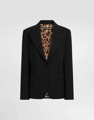 Dolce & Gabbana Linda single-breasted jacket in pinstripe wool Multicolor F29WWTFRBC0
