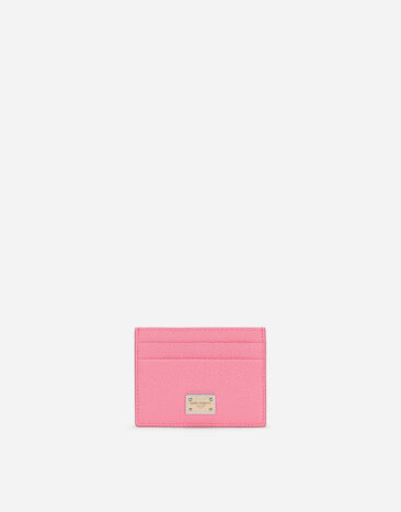 Dolce & Gabbana Porte-cartes en cuir de veau Dauphine avec plaquette à logo Rose BI0473AV967