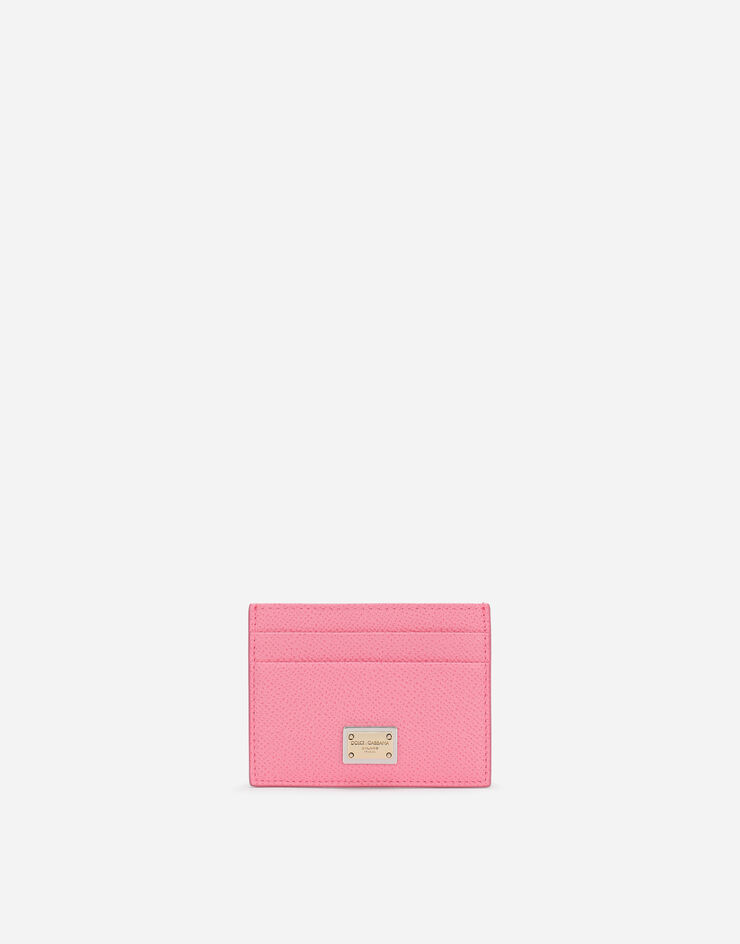 Dolce & Gabbana Porte-cartes en cuir de veau Dauphine avec plaquette à logo Rose BI0330A1001