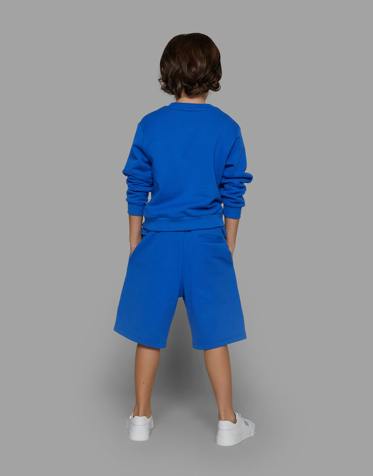 Dolce & Gabbana Rundhals-Sweatshirt aus Jersey mit Logoplakette Blau L4JWIFG7M4R
