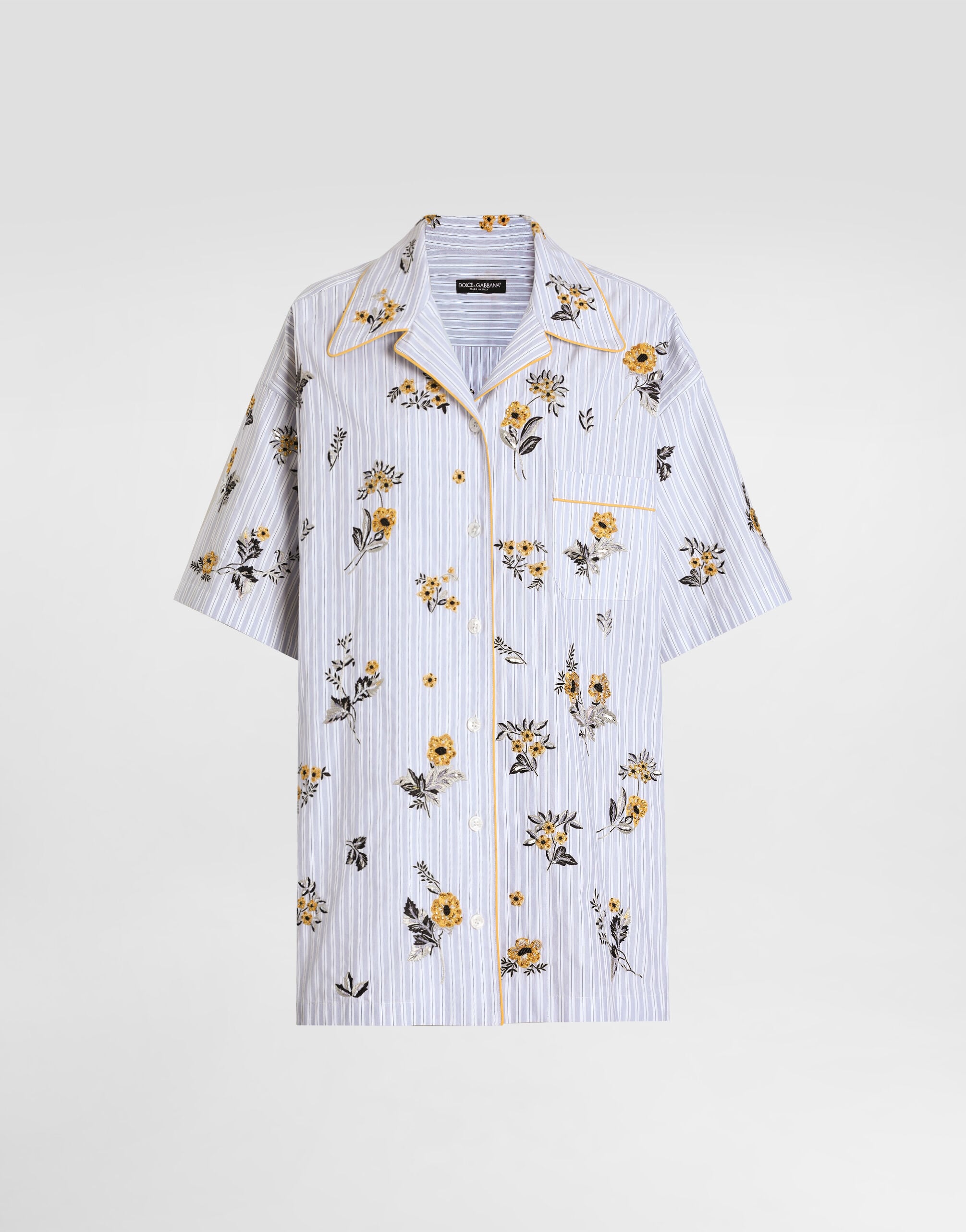 Poplin shirt with floral embroidery