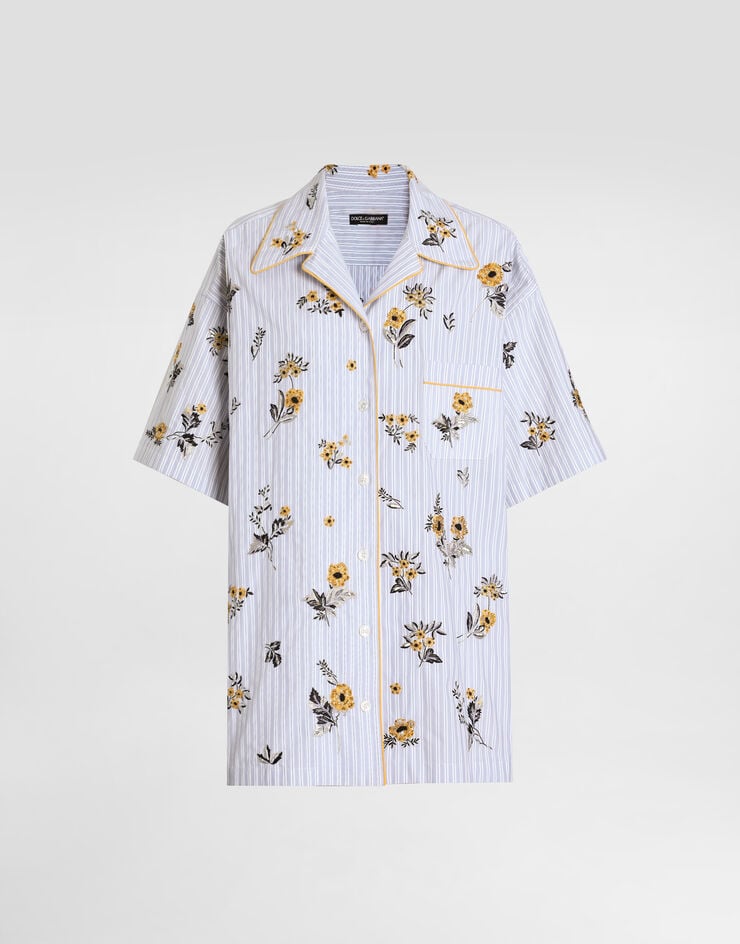 Dolce & Gabbana Poplin shirt with floral embroidery Multicolor F5U45ZGDDR9