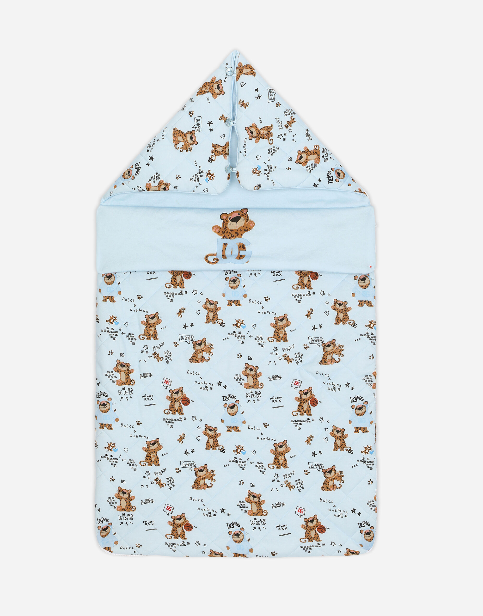 Dolce & Gabbana Saco de dormir en punto con estampado Baby Leo Rosa LNJAD8G7L5F