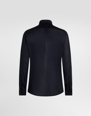 Dolce & Gabbana Martini silk jersey shirt Blue G5OX5ZFU75F